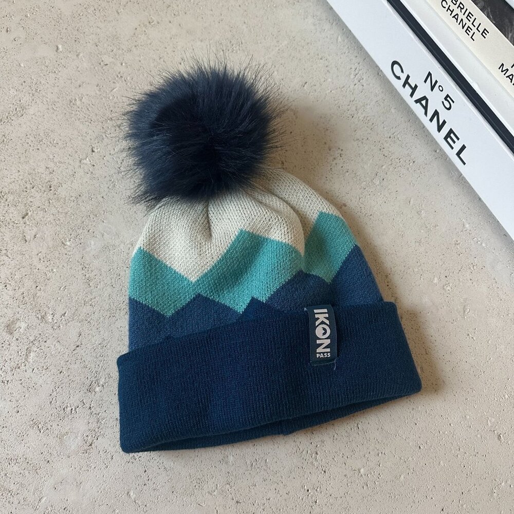Ikon Pass Beanie Pom Pom Ski Hat Double-Layered Knit One Size‎